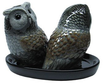 Salieres et Poivrieres ceramiques - Hibou grise- 13cm