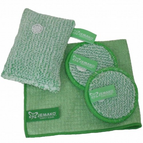 Jemako Set 4-teilig grün - 2 x Pads - 1 x Profituch - 1 x Reinigungsschwamm