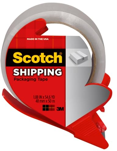 Scotch Shipping Packaging Tape with Dispenser, 1.88-Inches x 84.2-Yards (3350-77-RD) by Scotch
