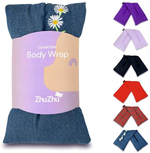 Zhu-Zhu Lavender Body Wrap - Microwavable Wheat Bag - Denim Daisy Chain - Microwave Heat Pack - Natural Pain Relief Heat Therapy Pad