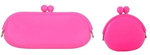 Efreecity Portamonete in silicone/regalo per la festa della mamma, Borsa per monete rosa+custodia per occhiali, Etichettalia unica