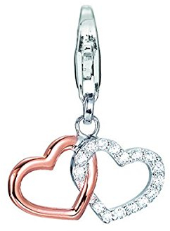 ESPRIT Charm Damen-Anhänger ES-LOVE CONNECTION 925 Silber rhodiniert Zirkonia transparent - ESCH91536D000
