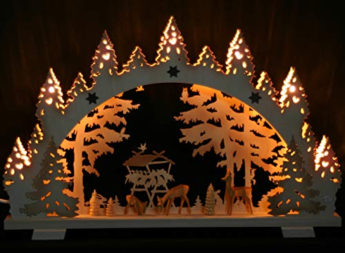 Schwibbogen Wildfütterung Geschnitzte Rehe 52cm Handarbeit Erzgebirge erzgebirgischer