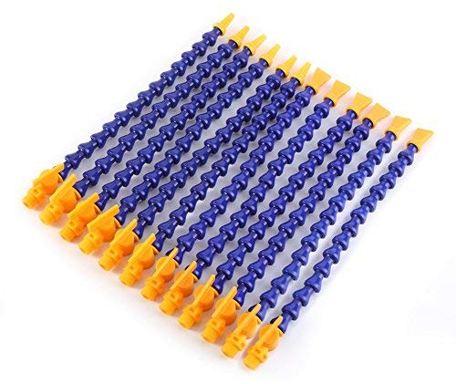 Flexible Kühlmittelrohr, 12stk Kunststoff Wasser Öl Kühlmittel mit Ventil 1/4PT justierbar 6stk Rund und flacher Düse für Drehbank, Fräsen, CNC-Maschine, hydraulische