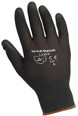 12 PACK - BLACK NYLON PU COATED GRIP Safety Work Gloves Builders Construction Mechanic (LARGE - Size - 9)