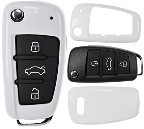Klapp Schlüssel Cover Harthülle Weiß kompatibel mit Audi A1 8X S1 A3 8P S3 A6 4F S6 Q7