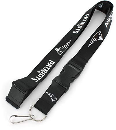 aminco NFL New England Patriots Team Lanyard, Black & White