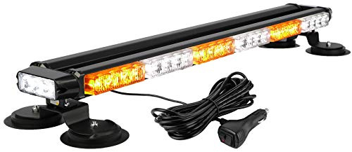 ASPL 29.5 54 LED Strobe Light Bar Double Side Flashing High Intensity Emergency Warning Flash Strobe Light with Magnetic Base for Safety Construction Vehicles Tow Trucks Pickup (Amber/White)