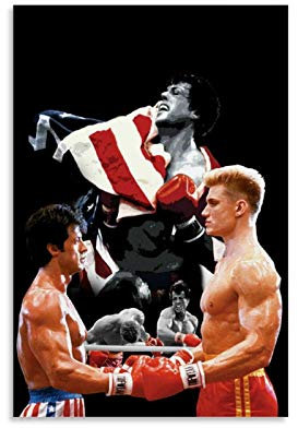 xiaoxiami Poster, Motiv: Rocky Vs Drago, dekoratives Gemälde, Leinwand, Wandkunst, Wohnzimmer, Poster, Schlafzimmer, Gemälde, 50 x 75 cm