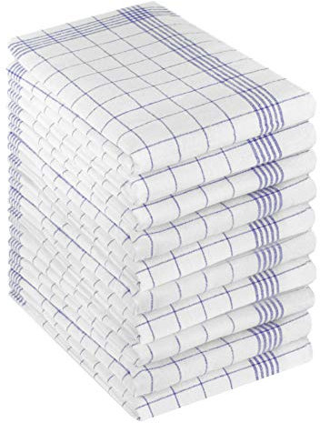 Betz 10er Set 50 x 70 cm Halbleinen Geschirrtücher extrem strapazierfähig und saugstark Geschirrhandtuch Gläsertuch Jacquard Gläsertücher Küchentuch Handtuch MCT-11 HL blau