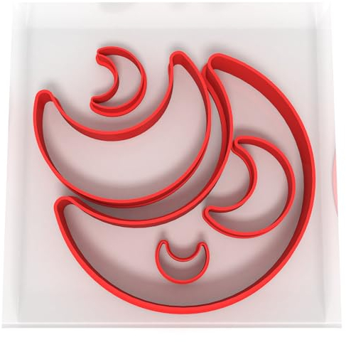 Custom Cutters Moon Shaped Cutters | Set of 5 Plastic Cutter for Baking, Fondant, Clay, Pastry, Icing, Jewellery (1.5/2/3/5/8CM)
