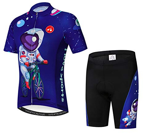 Cycling Jersey Shorts Set Padded Kids Bicycle Top Suit Children Bike MTB Shirt Boy Girl Mountain Road Clothing Short Racing Riding Tights Gray L