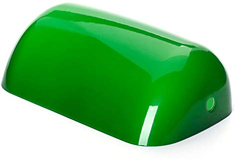 LANMOU Glas Lampenschirm für Bankerslampe, Multicolor Tisch Leuchte Glasschirm Bankers Lamp/Tischlampe Ersatzschirm, 22,5 x 13,5 x 9 cm,Jade Green