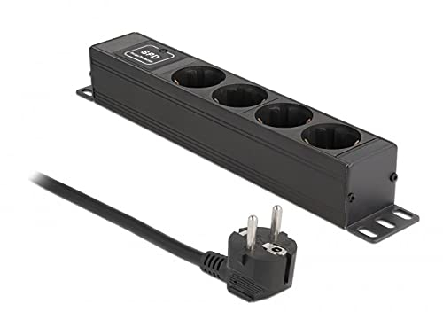 Delock Socket Strip 4-Way with Surge Protection 1 U Black