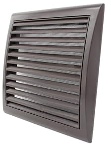 100 mm Square Brown Small Wall Vent Grille with Insect Screen Fly Mesh for Fresh Air Flow Outlet or Inlet Ventilation Louvre to Cover 3 or 4 inch Duct Pipe Outdoor External Grill