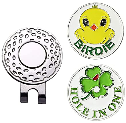 Golf Ballmarker Magnetisch Hut Clip Set, Geschenk Mütze Clips Geschenke für Herren Damen Kinder Golfer Zubehör für Golfhandschuhe Hüte Taschen Kappen (1 Stück Hut Clip +2 Stück Magnetisch Ballmarker)