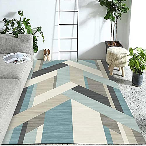 DJHWWD Tapis Carreau Ciment Deco Chambre Ado Fille Tapis Bleu rectangulaire Motif géométrique Salon Accessoires résistant à l'usureTapis De Cuisine 80x120cm