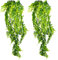 SZXMDKH 2pcs Helecho Artificial Plantas Artificiales para Interior y Exterior, Colgante,Verde Decoración del Hogar Estética de Vid Artificial de Salón y Jardín/Dormitorio/Granja