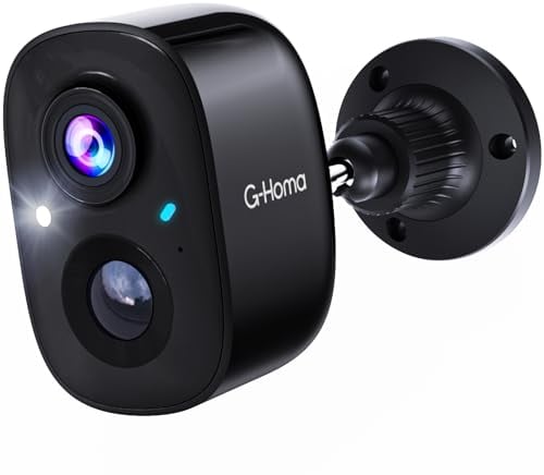G-Homa Telecamere WiFi Senza Fili da Esterno, Rilevamento del Movimento Videocamera Sorveglianza Batteria FHD Visione Notturna a Colori Spotlight/Audio a 2 Vie/Sirena/AI/Impermeabile(Aggiornato)