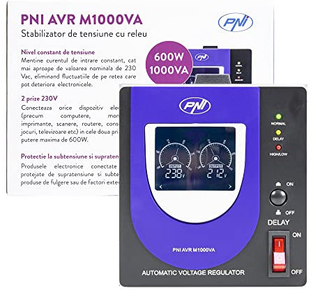 Stabilizzatore di tensione con relè PNI AVR M1000VA, 2.7A, 600W, 1000VA
