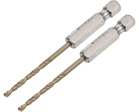 sourcing map 2 Pcs High Speed Steel Hex Shank Twist Drill Bit, 2.5mm Drilling Dia with 1/4 Inch Hex Shank 75mm Length
