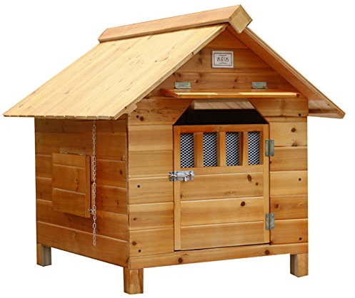 MNBVH Hundehütten für draußen, Holz-Hundehütte für den Außenbereich, Hundekäfig, Hundehütte, Villa, für kleine Tiere, wetterfest (Größe: M)
