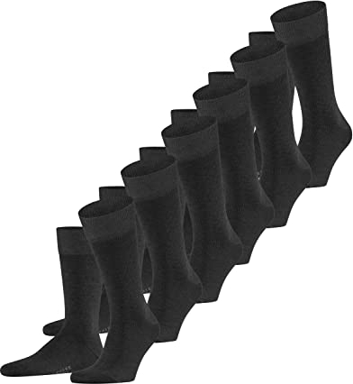 FALKE Herren Socken Happy Multipack M So Baumwolle einfarbig 6 Paar, Grau Anthracite Melange 3080, 43-46