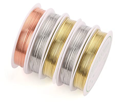 YSDYY 5 Rollen Kupferdraht, Schmuckherstellung Kupferdraht, DIY Metall Basteldraht, biegbar, Bastelblumenherstellung, für Schmuckherstellung und Bastelarbeiten (0,3 mm x 15 m)