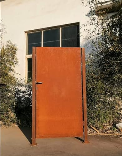 Edelrost Gartentor inkl. Pfosten aus Metall 1.2mm Rost Handarbeit inkl.Türschloss DIN: Rechts 032064 (032064-2-R : B101 H180cm)
