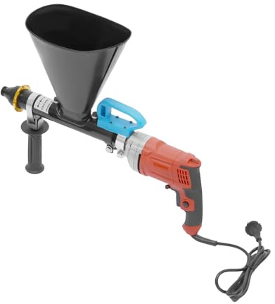 Elektrisch Mörtelspritze Fugenpistole für Mörtel Fugenspritze mit Zubehör Handmörtelpumpe Mörtelpresse Tragbare Edelstahl Flach und Rund Düsen