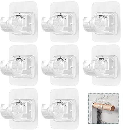 Soporte para barra Greyoe Soporte para Greyoe Soporte Barra 8 Piezas Soporte de Barra de Cortina Autoadhesivo, Soporte de Barra de Cortina Sin Taladrar para el Hogar, Baño, Fijación de Barra de