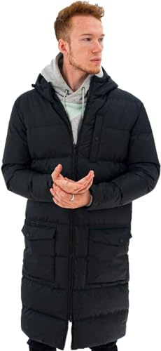 Soul Star Mens Long Padded Parka Coat Hooded Neck Full Zip Puffer Long Jackets for Men, Sizes- S to 2XL