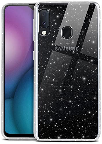 moex Sparky Case für Samsung Galaxy A20e Hülle mit Glitzer Effekt aus Silikon, durchsichtige Handyhülle dünn und weich, Schutzhülle transparent glitzernd Design Cover, Klar