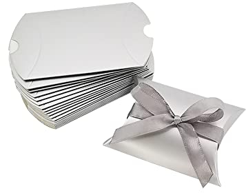 FSSTUD 50 Stück Klein Geschenkschachtel Hochzeit Süßigkeiten Schachtel Bonbon Verpackung Boxen Pralinenschachtel Geburtstag Party Schachtel Schmuck Boxen Silber