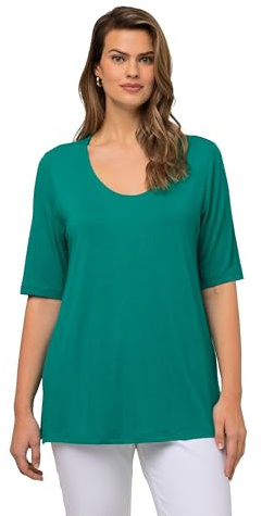 Ulla Popken Damen große Größen Übergrößen Plus Size Shirt 1/2 Arm Doublelayer grünblau 46+ 820860460-46+