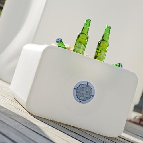 Moovere Rechteckiger Couchtisch 30 cm hoher Tisch für den Außen- und Innenbereich, Dekoration für Terrasse und Garten (Weiß - ohne Beleuchtung)