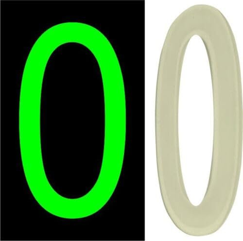 3D Acrylic Luminous House Door Numbers Glow in the Dark Stick On Self Adhesive Home Signs Hotel Office Appartments Mailbox Outdoor 6cm (Number - 0)