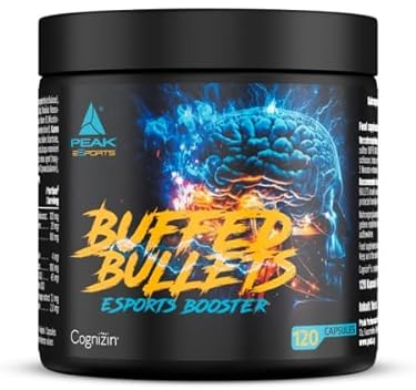 PEAK Buffed Bullets - 120 Kapseln I 30 Portionen I Konzentrations-und Lern- Booster ohne Koffein I Nootropics I mit Cognizin Citicolin I Panax Ginseng I Bacopa Monnieri I Ginkgo Biloba