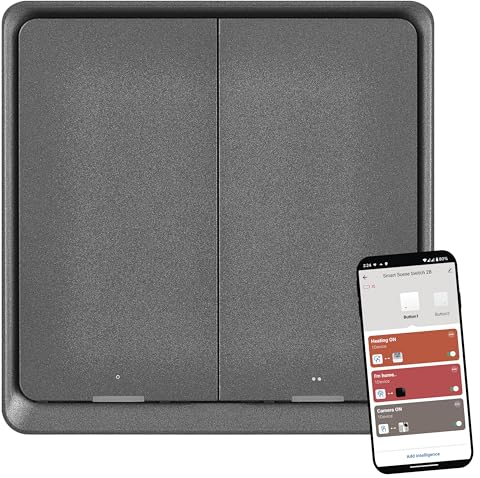 EMOS GoSmart - Smart Home Portabler Szenenschalter mit LED-Anzeige & App - ZigBee - batteriebetrieben - 2 Tasten, 6 Szenen - steuert unbegrenzt viele Smart Geräte oder Leuchten - anthrazitgrau