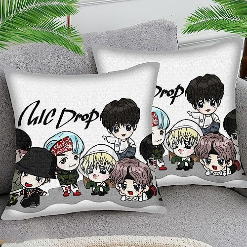 OfFsum Kissenbezüge 45x45cm Kissenbezug Deko Kissenhülle Kissenbezug BTS Boy sty39 2er Stück Baumwolle und Leinen Kissenhüllen Passend Für Wohnzimmer Garten Kissen Dekor
