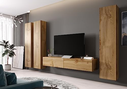 MEBLINE Wall Unit VIGO 1F – Wohnwand Wohnzimmer – Wohnzimmer Möbel – Wohnwand Modern – Lowboard Wohnzimmer – Wohnzimmer Schrankwand – Wohnzimmer Möbel Modern