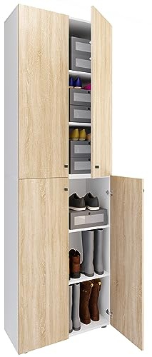 VCM XL Holz Großer Schuhschrank Schuhregal Groß Stiefel Dielenmöbel Lona 6 Fächer Drehtüren