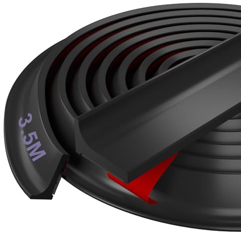 Hzetuu Seuil de Douche Barrage d'eau Silicone - Prime, Facile à Installer, Bloc d'eau de 12 MM, Idéal pour Les Salles de Bains, Les Douches et Les Cuisines, Noir, 3,5 M