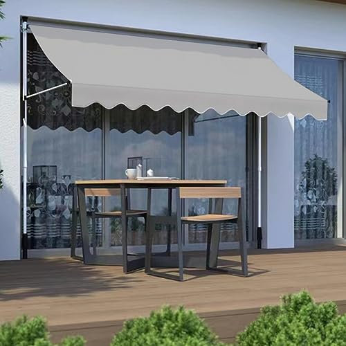 ORNDYDM Klemmmarkise 400cm（13.1ft） x 120cm Grau, Markise Balkon, Balkon Markise Ohne Bohren, Einfache Montage, 3m Breit, 215-310cm Höhe, Polyester, Legierter Stahl