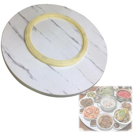 Bandeja giratoria de madera blanca redonda de 360° para servir, diámetro 50 cm, bandeja giratoria para comedor y cocina, bandeja de servicio de hotel, bandeja de comida fácil de alcanzar