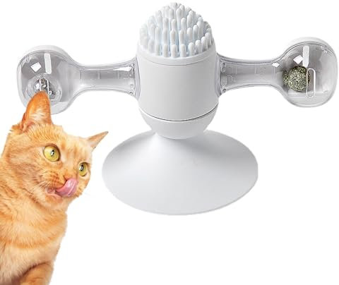 Jouet pour chat moulin à vent avec à chat, jouet interactif pour chat moulin à vent - Jouet de massage à plateau tournant pour chaton,Jouet interactif de pincement de chat avec ventouse avec boule cen