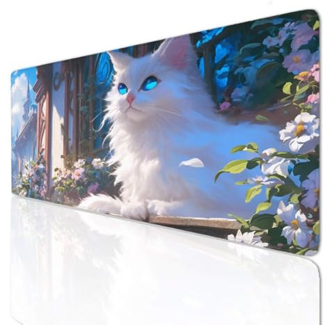 Gaming Mauspad XXL Groß Mousepad 800x300x4mm, Schreibtischunterlage Cat Mouse Pad Desk Mat with Anti-Rutsch Basis, Mauspads Tischunterlage Large Size Verbessert Präzision und Geschwindigkeit 3-123