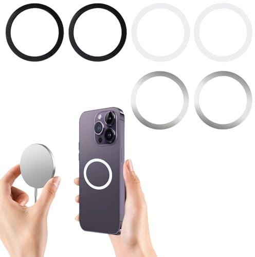 6 Pack Mag Safe Metal Ring, Magnetic Metal Ring Compatible with Mag Safe Sticker, Universal Magnetic Conversion Kit Compatibility with Mag Safe Accessories - for iPhone 15 and All Phones