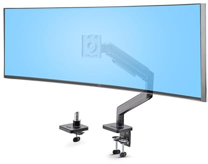 StarTech.com Monitor Desk Mount for up to 49in 32:9 Ultrawide Curved Screen, Mechanical Spring Arm, C-Clamp/Grommet, Max 44lb