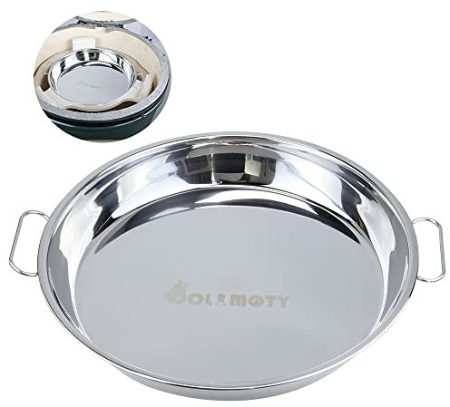 DOLAMOTY Drip Pan for Big Green Egg Large-Big Green Egg Accessories Replacement Parts Stainless Steel Roasting Pan, Also Fit Weber Kettle Charcoal Grills Kamado, 14 inch